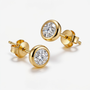 Gold Solitaire Earrings
